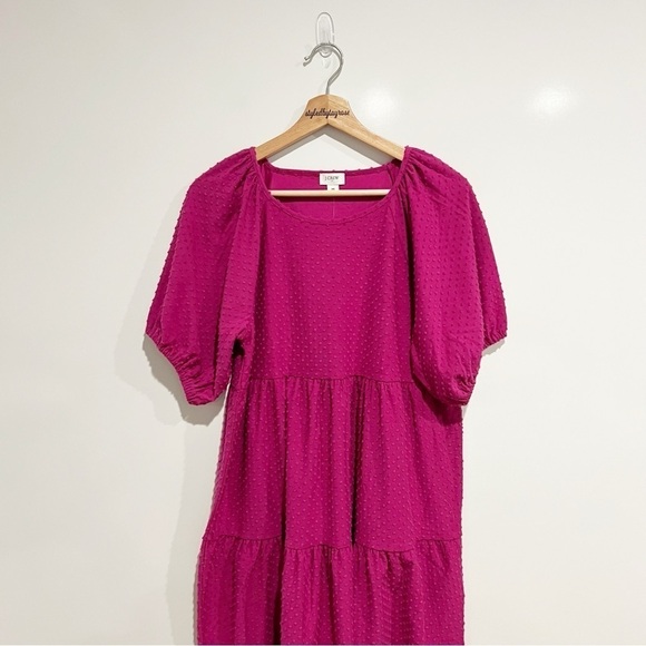 NWT J. Crew magenta puff sleeves Swiss dot dress - Picture 4 of 9